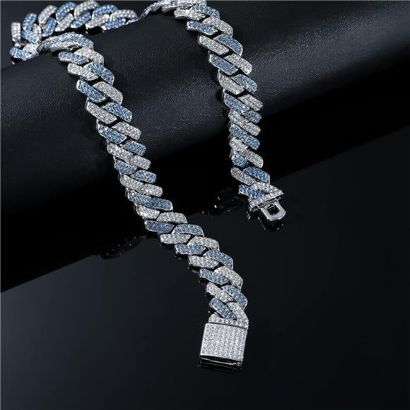 Cuban Link Chain Mens Iced Out Miami Cuban Necklace Bling Diamond Hip Hop - Picture 2 of 6